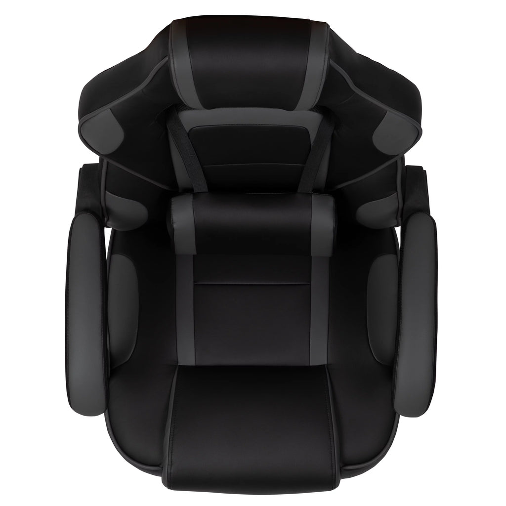 Black Gray Ergonomic Reclining Gaming Chair with Footrest S8769