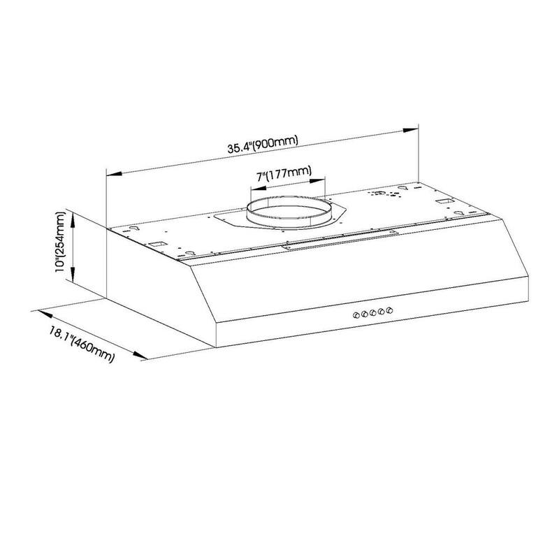 36 in. W Convertible Under Cabinet Range Hood in Stainless Steel with LED Lights W663350