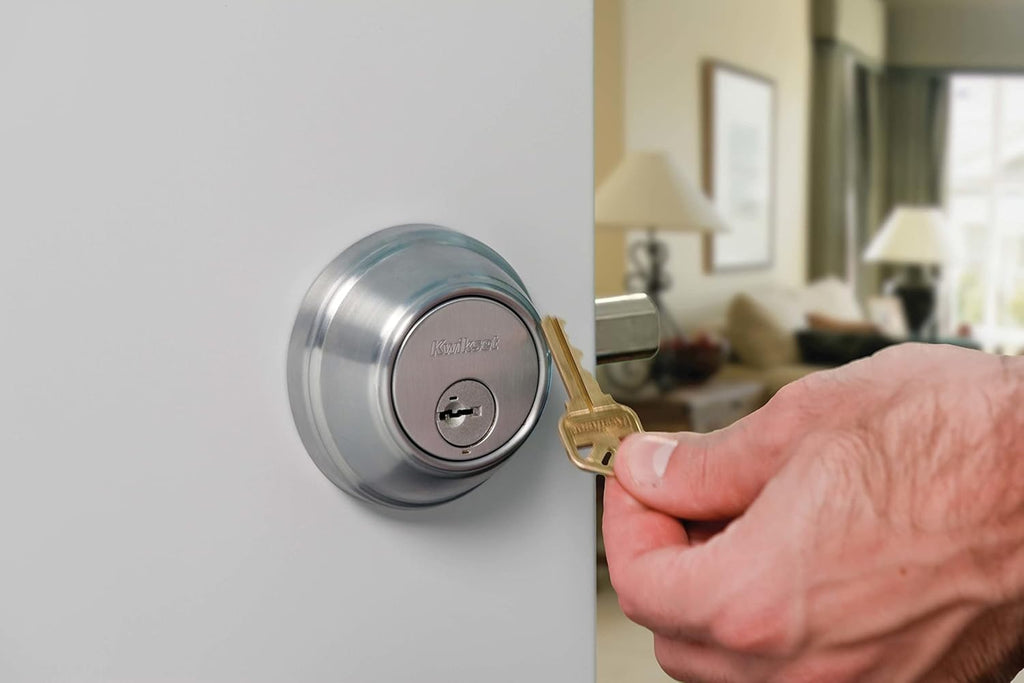 Single Cylinder Satin Nickel Deadbolt with SmartKey F654
