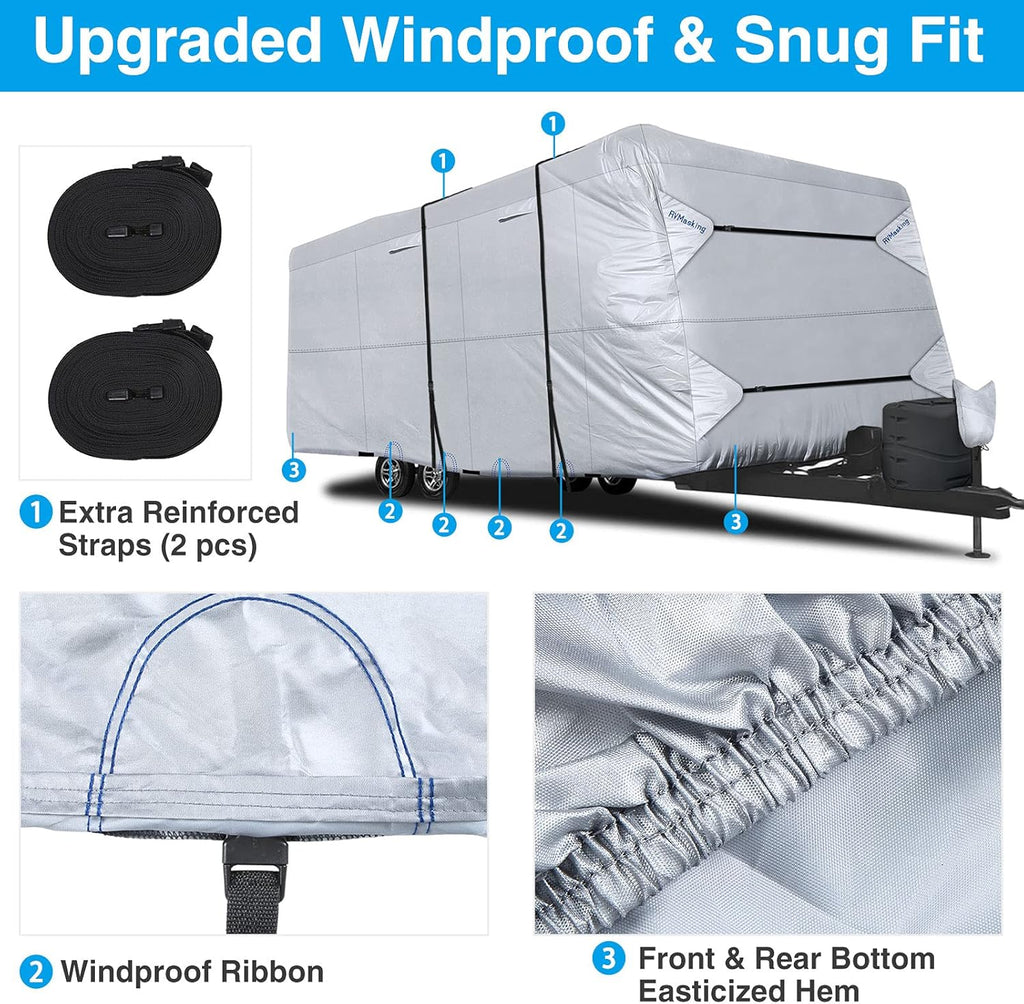 Rip-Stop RV Cover Waterproof Camper Cover with Gutter Covers Q633963