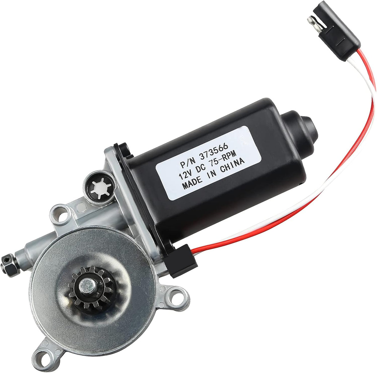 RV Awning Motor Replacement with Single 2-Way Connector, 12-Volt DC, 75-RPM E8110
