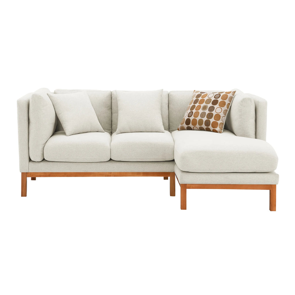 Cream Linen L Shaped Sectional Sofa with Chaise I1647