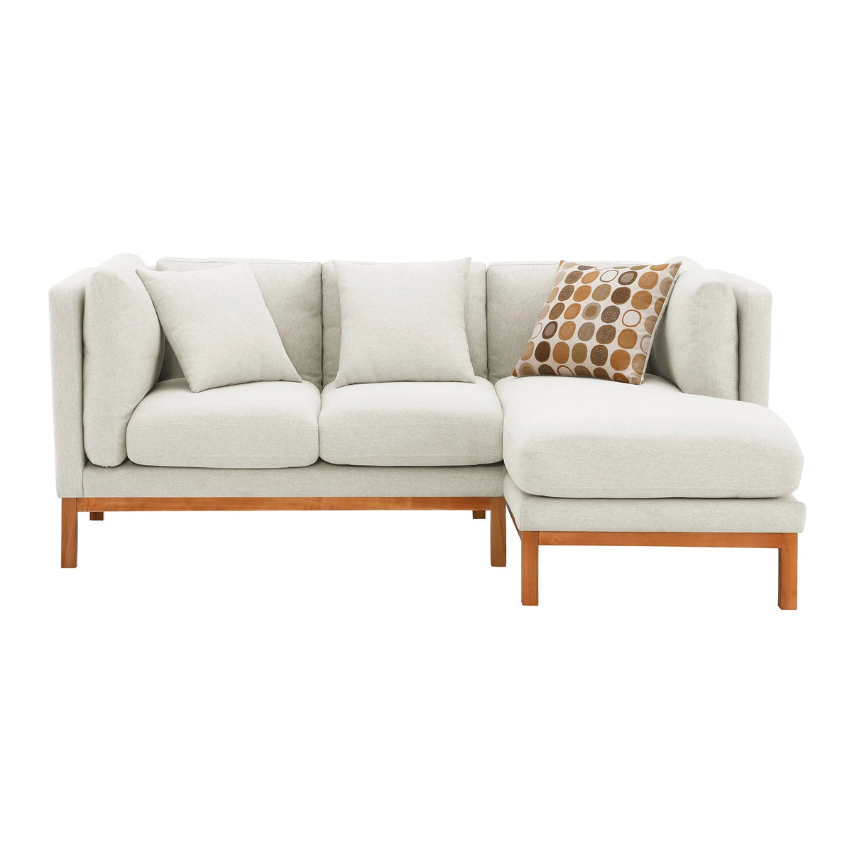 Cream Linen L Shaped Sectional Sofa with Chaise I1647