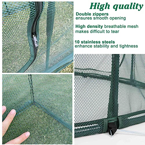 Portable Chicken Run Hen Coop with Metal Frames and 10 Stakes Y8623