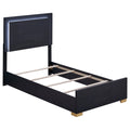 Black Gold Wood Eastern King Bed with LED Lighting P19160