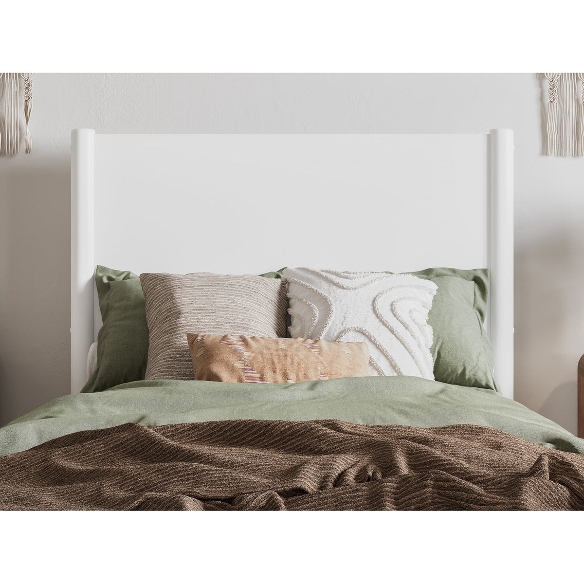 Twin XL Wood Low Profile Platform Bed in White O1047
