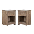 1 Drawer Wood Nightstand Set in Weathered Oak (Set of 2) R77652
