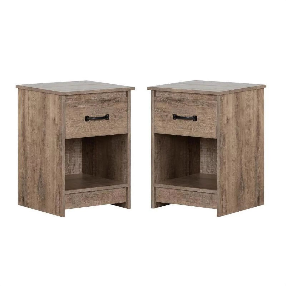 1 Drawer Wood Nightstand Set in Weathered Oak (Set of 2) R77652