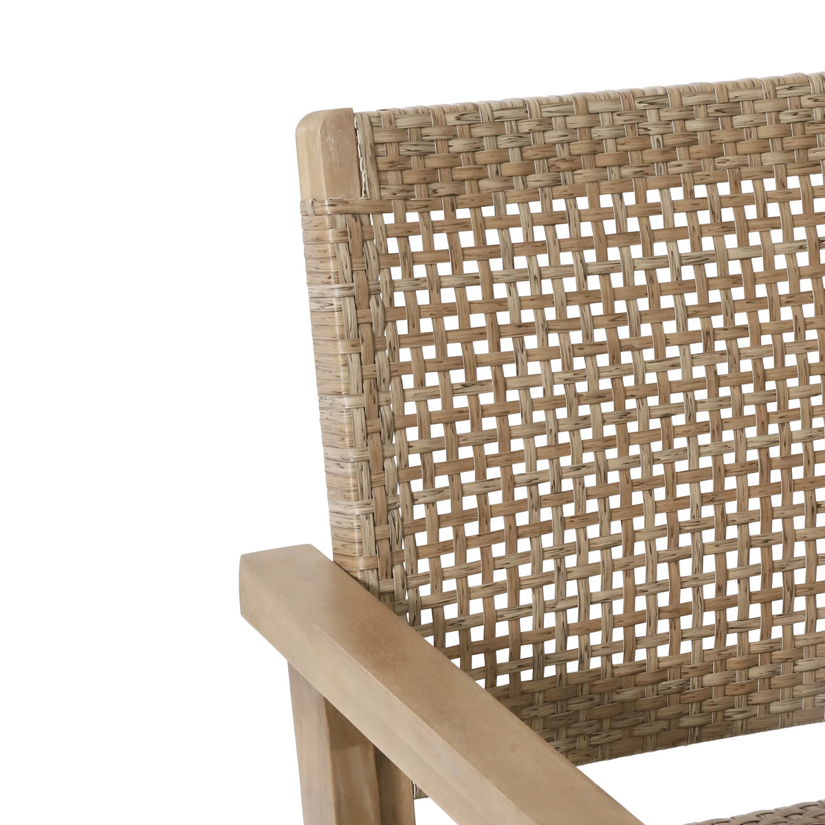 Wicker and Acacia Wood Outdoor Club Chairs, Set of 2 O971