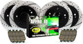 Front and Rear Drilled and Slotted Black Powder Coated Disc Brake Rotor & Pad Kit C15476