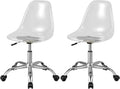Acrylic Clear Armless Rolling Desk Chair Set of 2 F531202