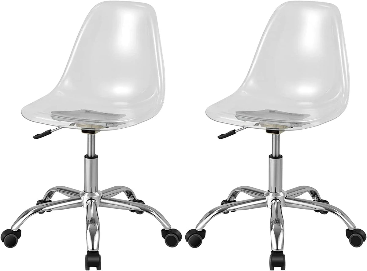 Acrylic Clear Armless Rolling Desk Chair Set of 2 F531202