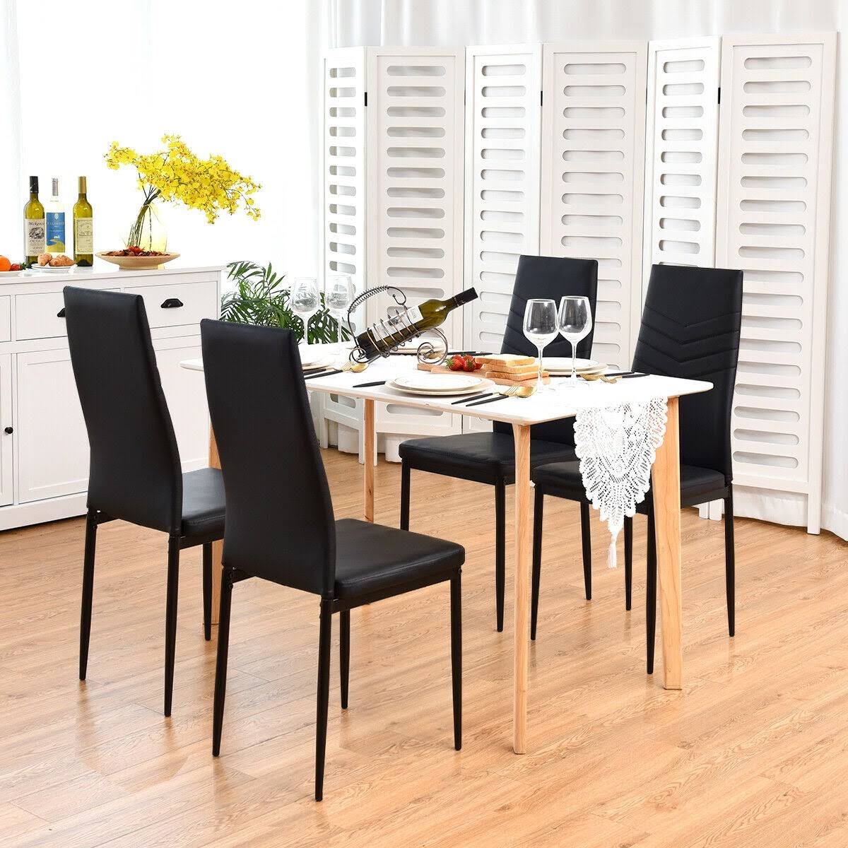 Black PVC Dining Side Chairs Set of 4 N494