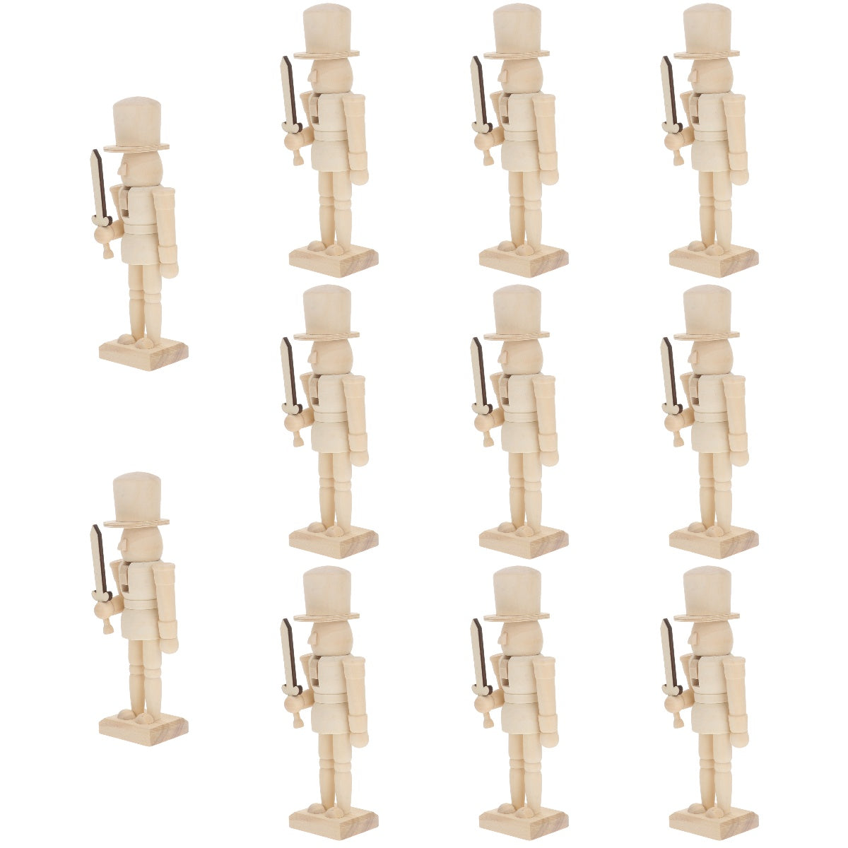 11 Pc Wooden Nutcracker Ornament Bamboo Child J4220
