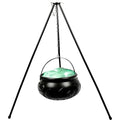 Large Plastic Black Cauldron with String Lights V382459