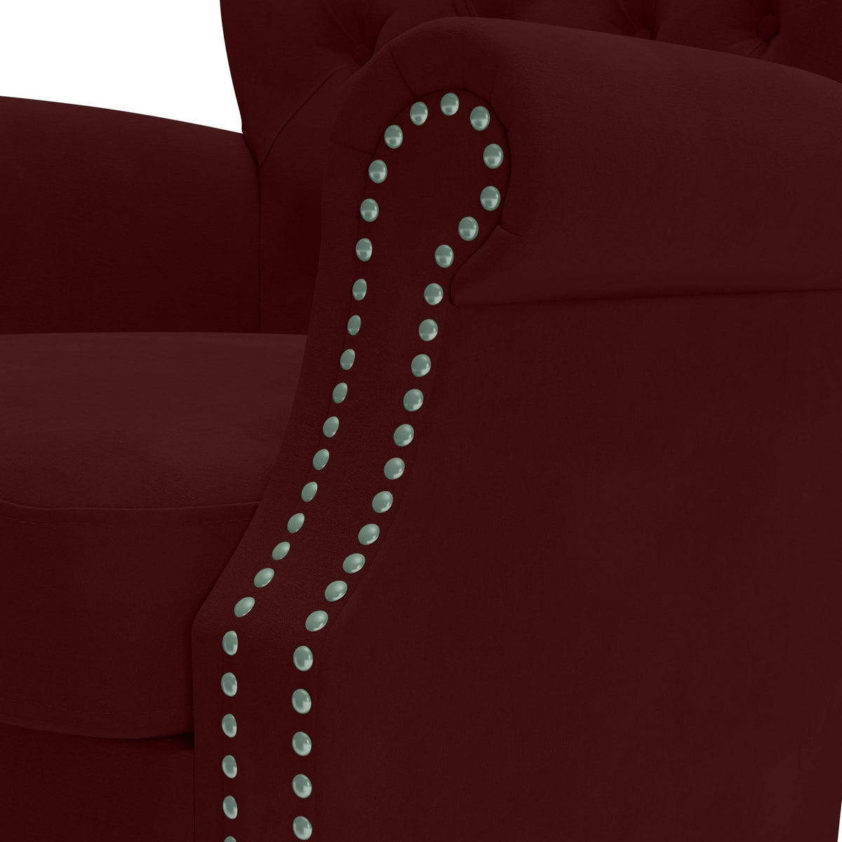 Button-Tufted Rolled Armchair and Ottoman - Ruby Red Z241635