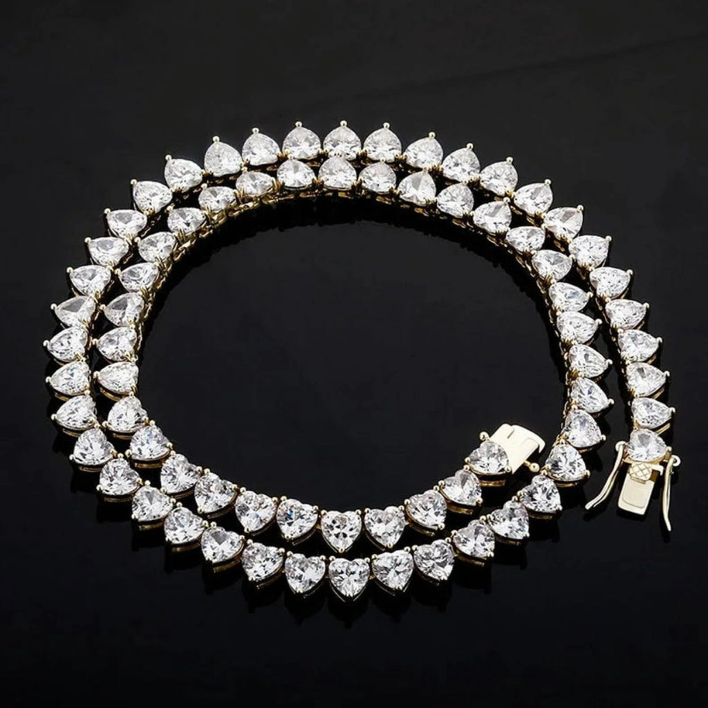 14K Yellow Gold Tennis Necklace W376