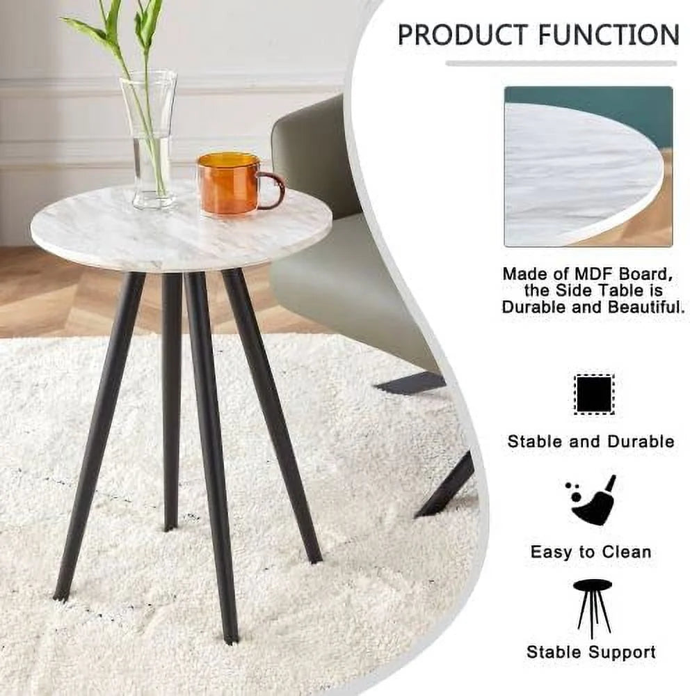 Faux Marble End & Side Table with Dark Gold Metal Legs F154113