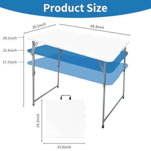 4ft Heavy Duty Portable Folding Plastic Table Z53401
