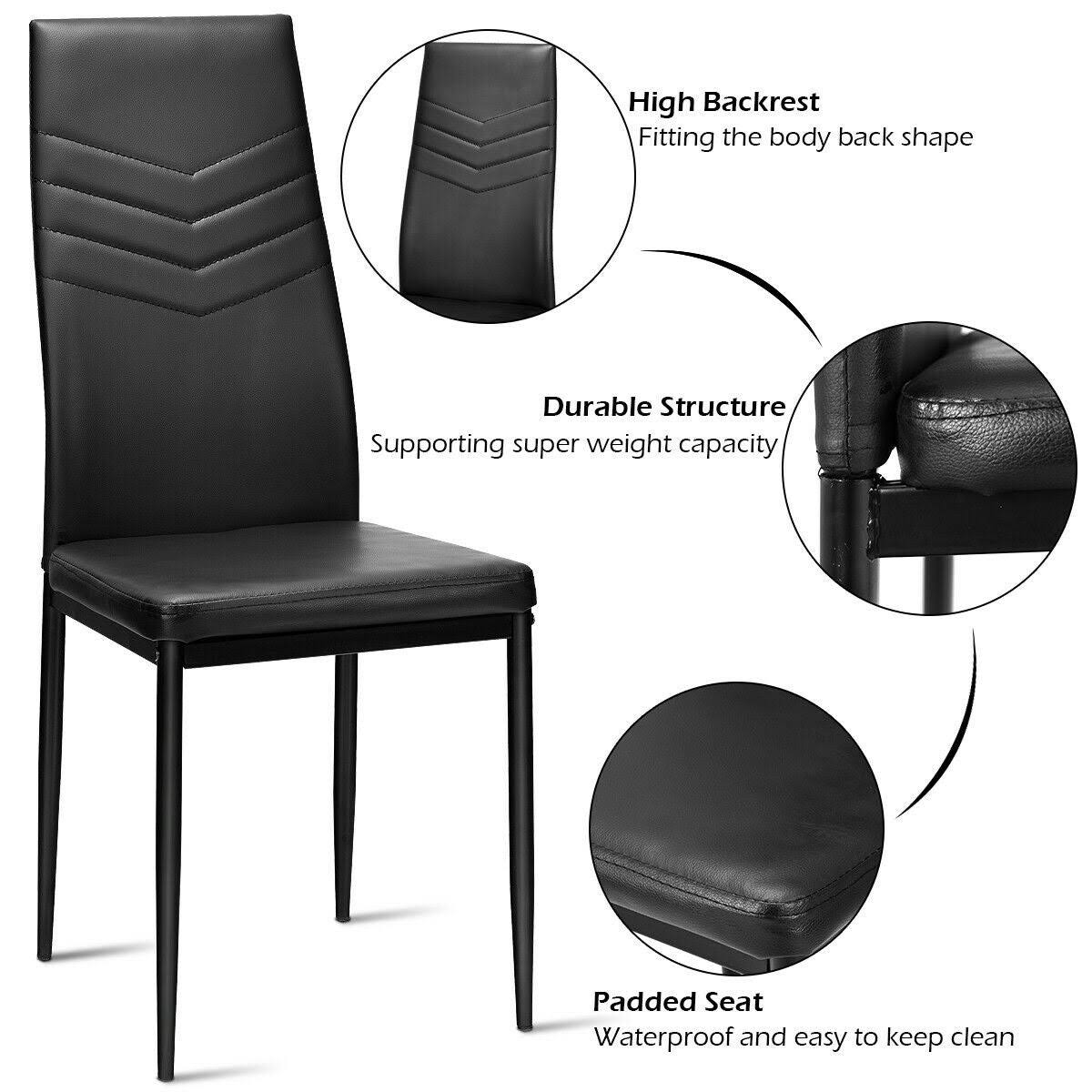 Black PVC Dining Side Chairs Set of 4 N494