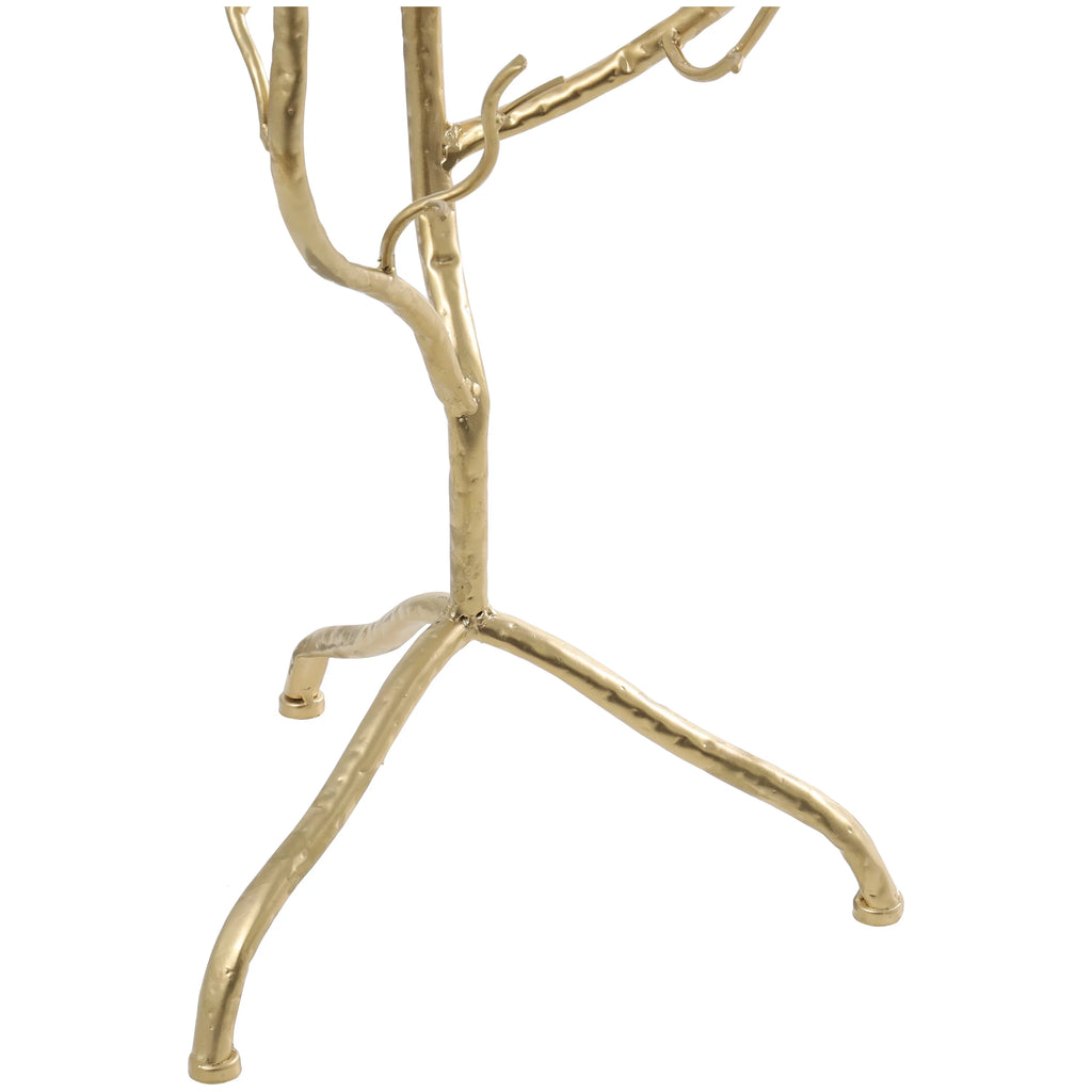 16" x 22" Gold Metal Branch Accent Table with Glass Top A5080