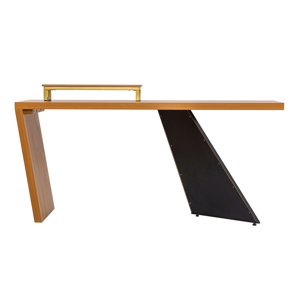 63" Rustic Industrial Wooden Writing Desk with Monitor Stand N849559