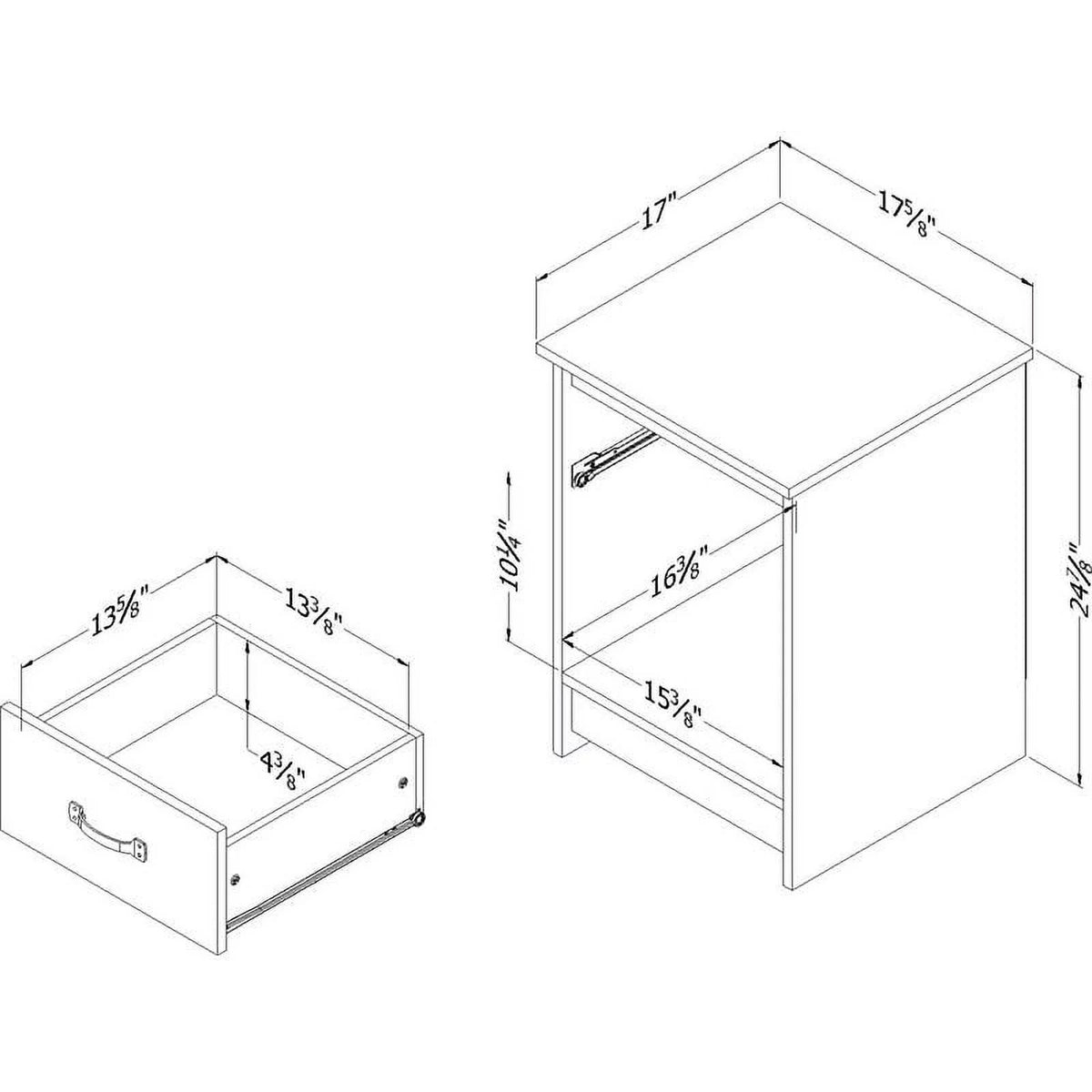 1 Drawer Wood Nightstand Set in Weathered Oak (Set of 2) R77652