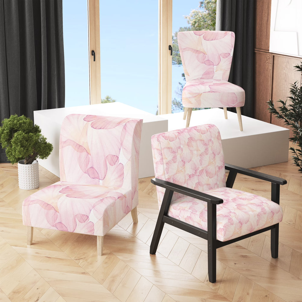 Pink Floral Pattern Upholstered Accent Chair and Arm Chair Q332