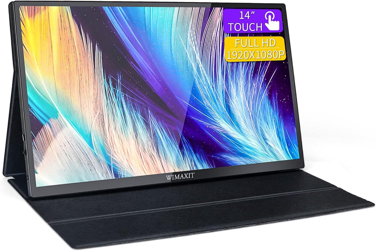 14inch Portable Touch Monitor 1920x1080 FHD External Display with Mini HDMI Input/USB-C Port/3.5mm Audio Out/Cover Stand S4665