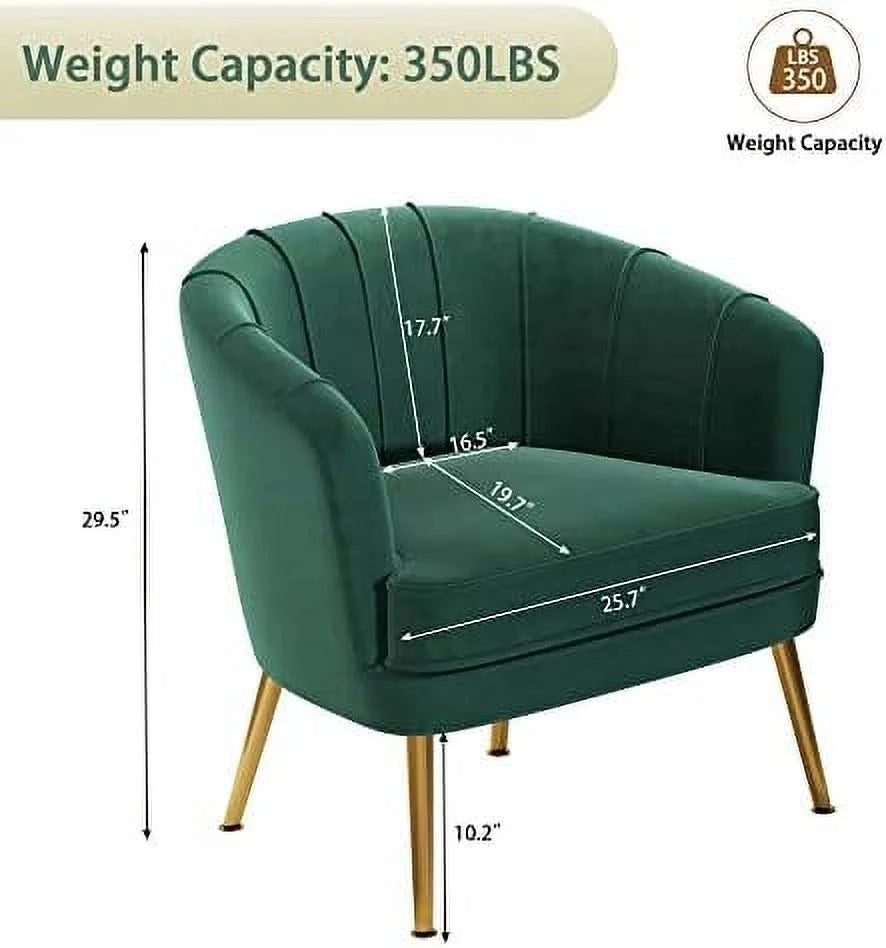 Green Velvet Accent Chair with Golden Metal Legs Q41681