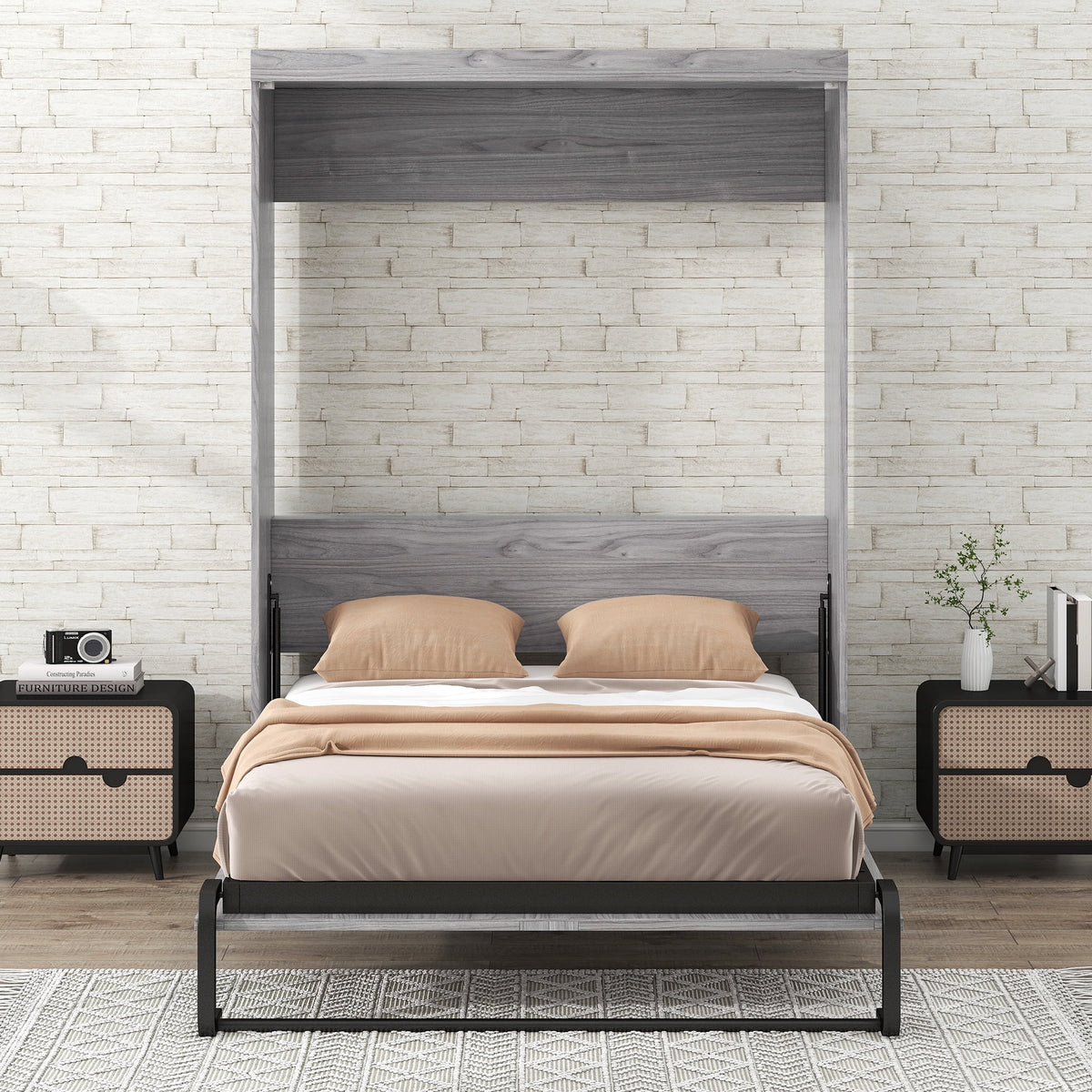 Pine Wood Full Size Murphy Bed N3568