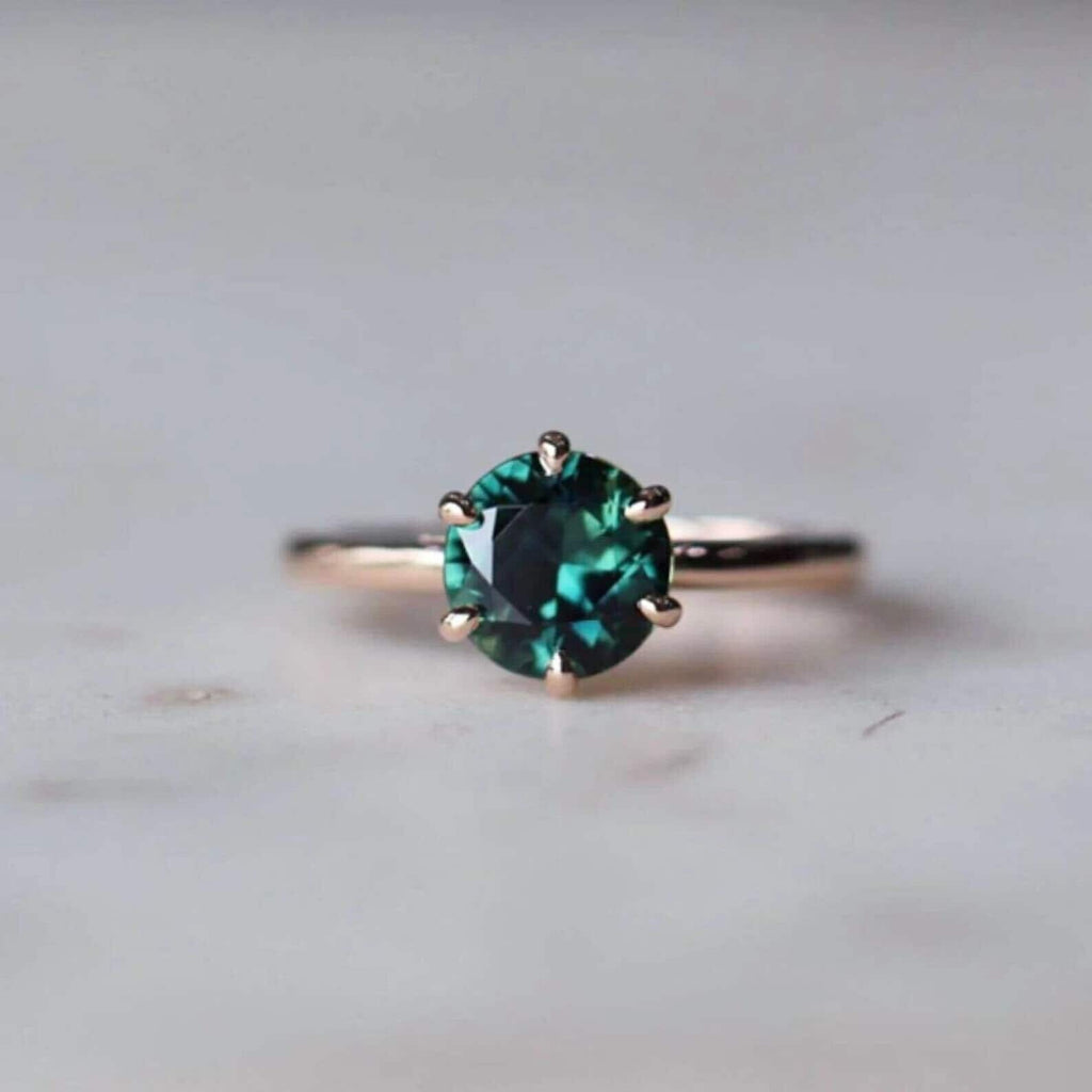 14k Rose Gold Teal Sapphire Ring K23506