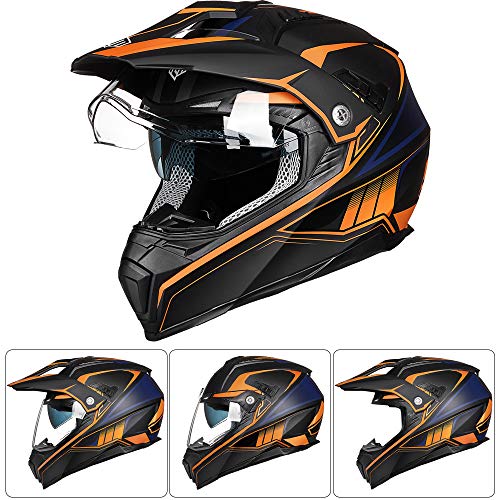 Dual Sport Full Face Motorcycle Helmet with Sun Visor T97721