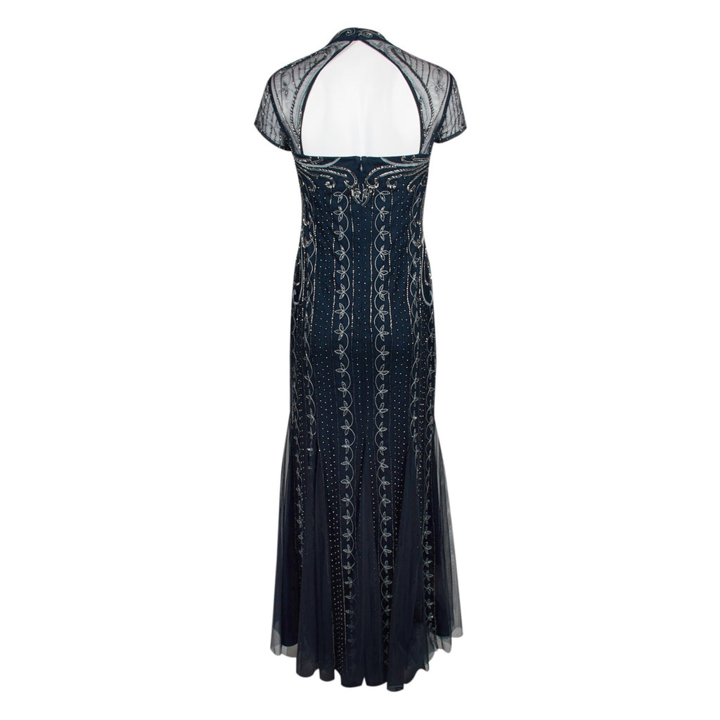 Beaded Gown Dress, Blue, 16 Q406567