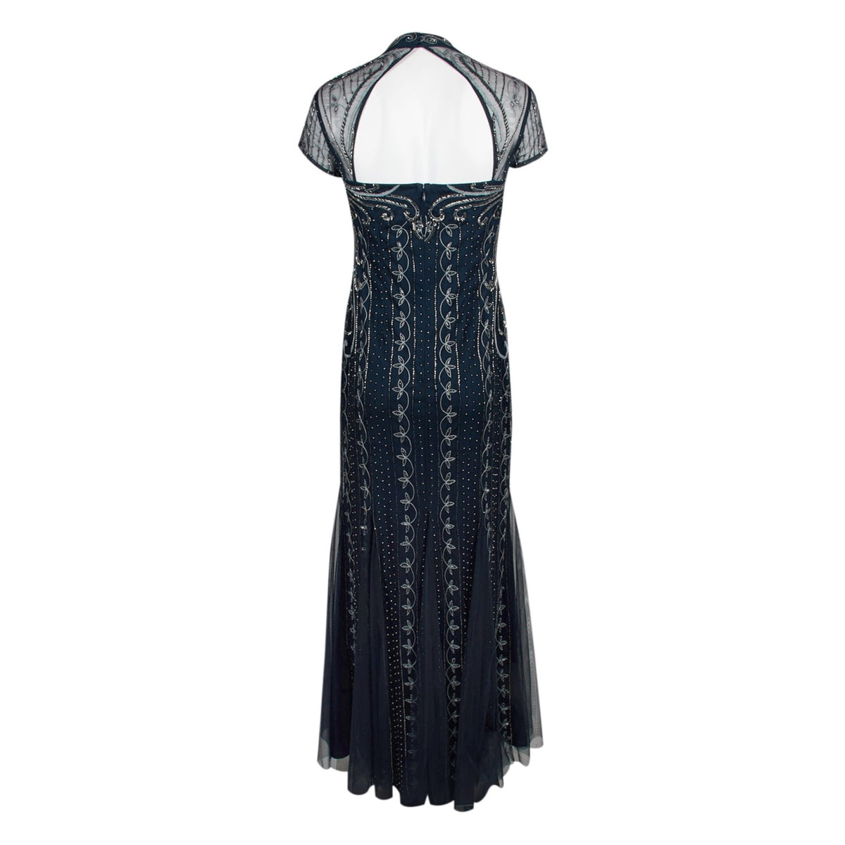 Beaded Gown Dress, Blue, 16 Q406567