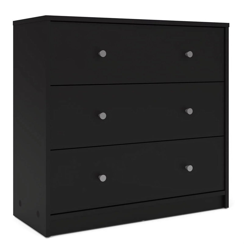 Black Engineered Wood 3 Drawer Chest 6 Drawer Dresser & Nightstand I1420