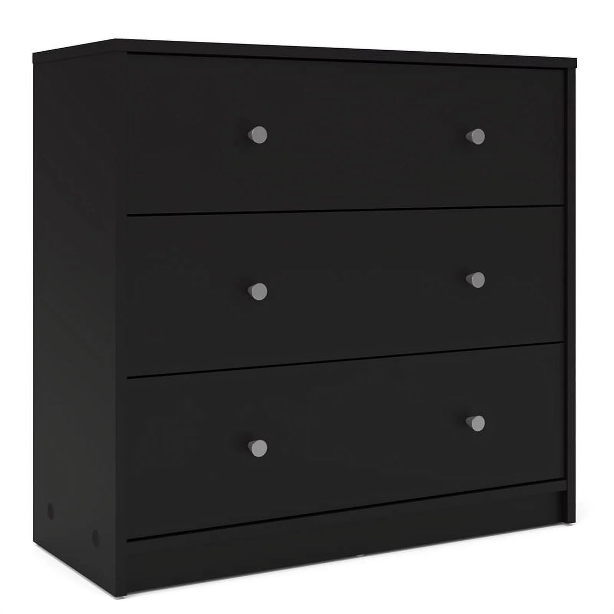 Black Engineered Wood 3 Drawer Chest 6 Drawer Dresser & Nightstand I1420