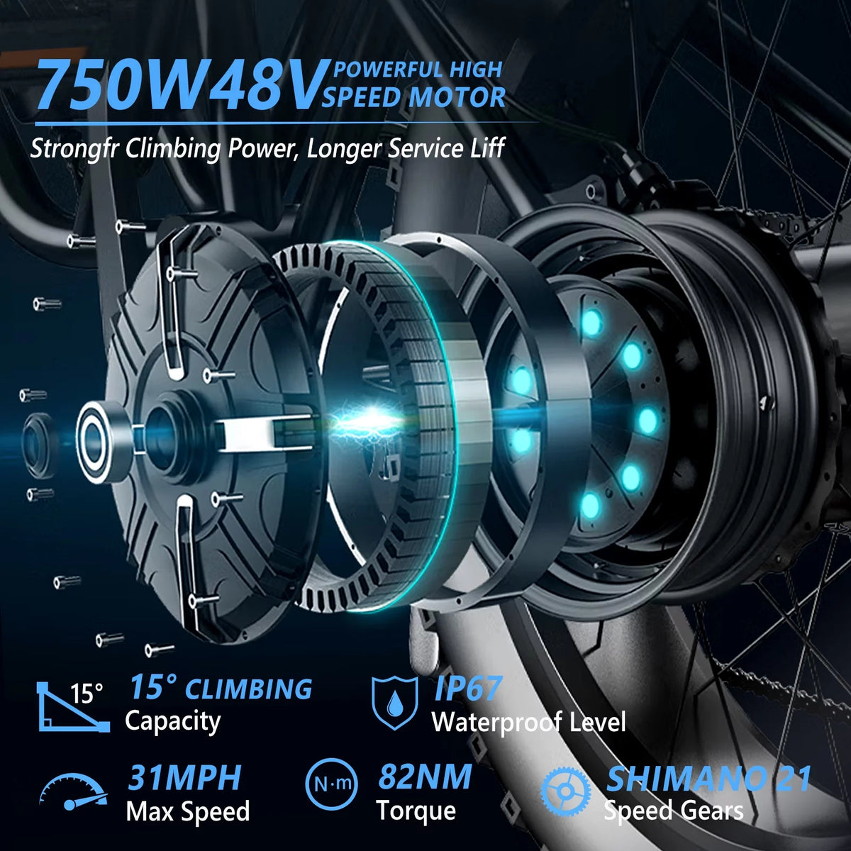750W 48V 12AH Removable Battery 26" Fat Tire Folding Electric Bike H238