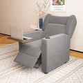 Gray Velvet Recliner Chair with Cup Holder and Table E920796