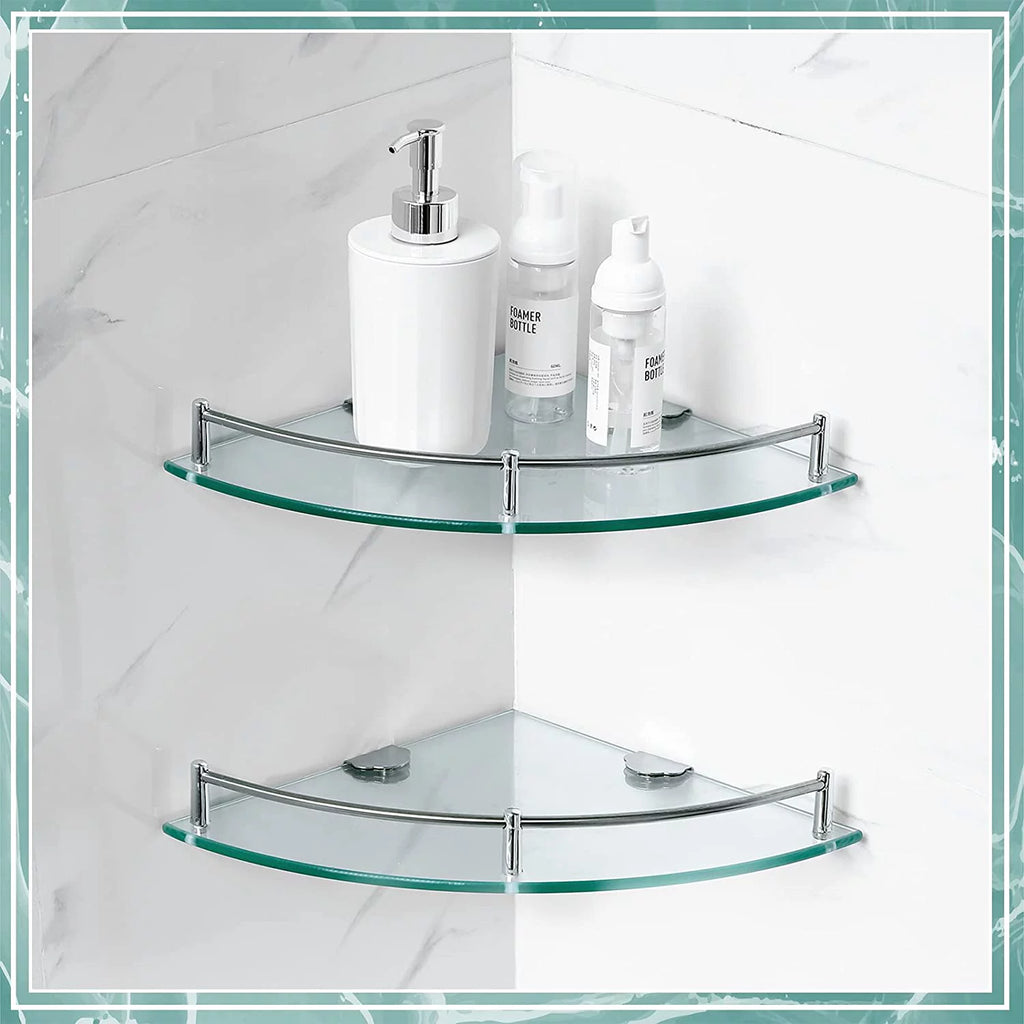 4 Pack Tempered Glass Floating Wall Shelves L9071