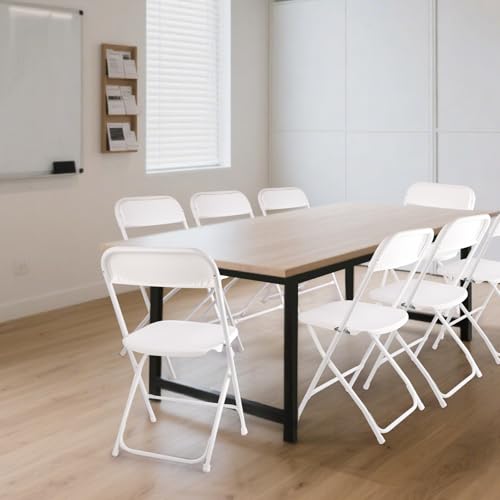 10 Pack White Plastic Folding Chairs 400lbs Capacity F904