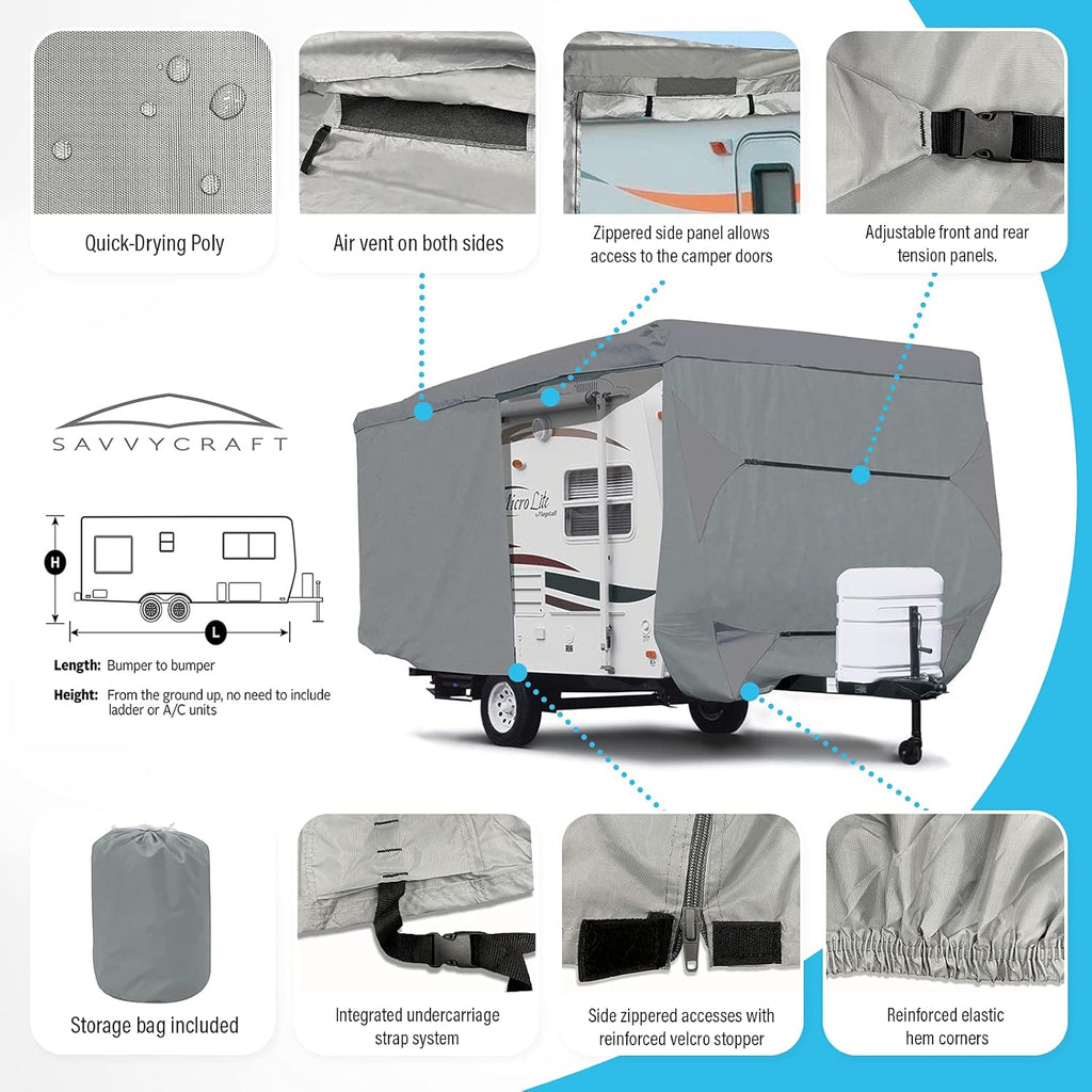 Travel Trailer RV Cover with Access Panels Fits 21'-22'L R154540