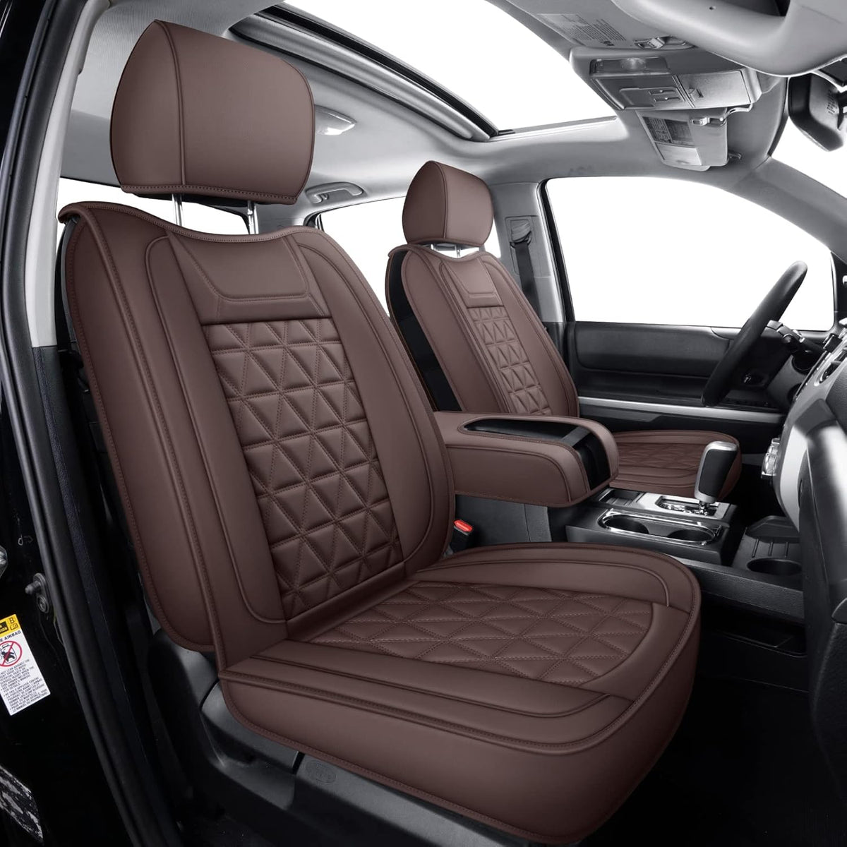 Brown Waterproof Faux Leather Full Set Seat Covers P71042