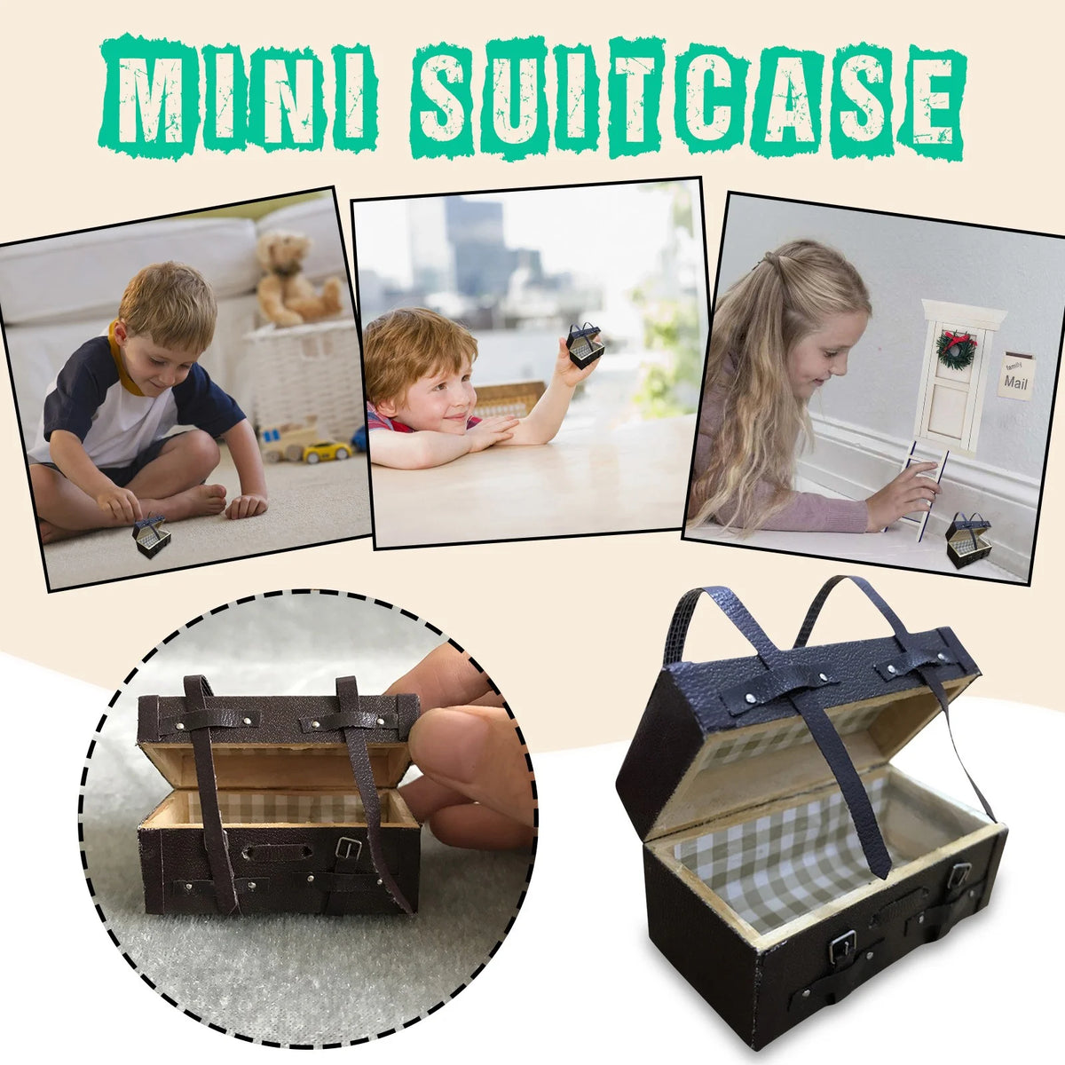 1:12 Vintage Leather Mini Suitcase Dollhouse Decor B921166