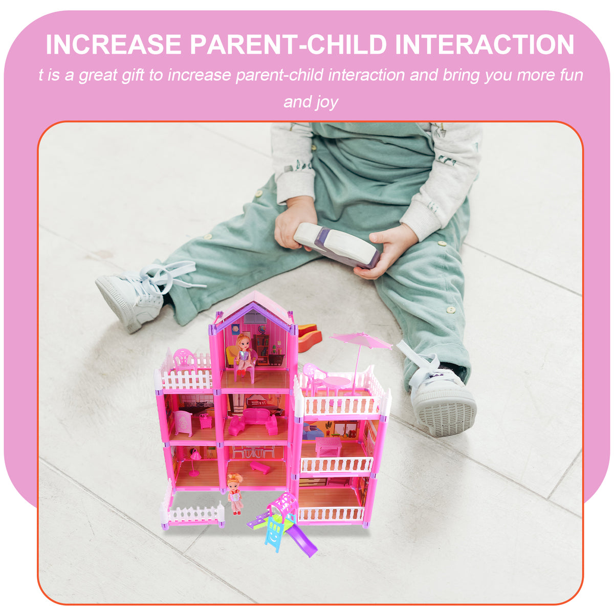 Pink Plastic Dollhouse Kit M4725