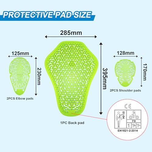 CE Level 1 Back Armor Protector Pad, CE Level 2 Elbow and Shoulder Armor Pads Set I93658