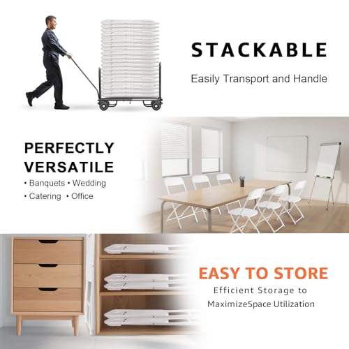 10 Pack White Plastic Folding Chairs 400lbs Capacity F904