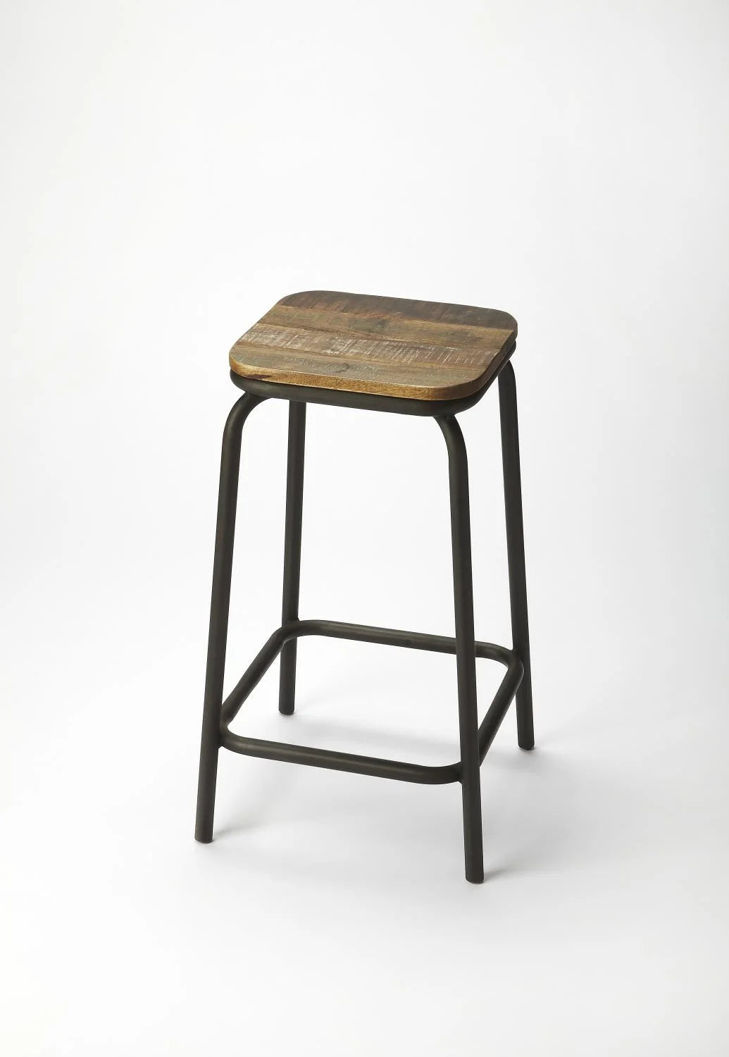 Iron and Wood Square Bar Stool O7590