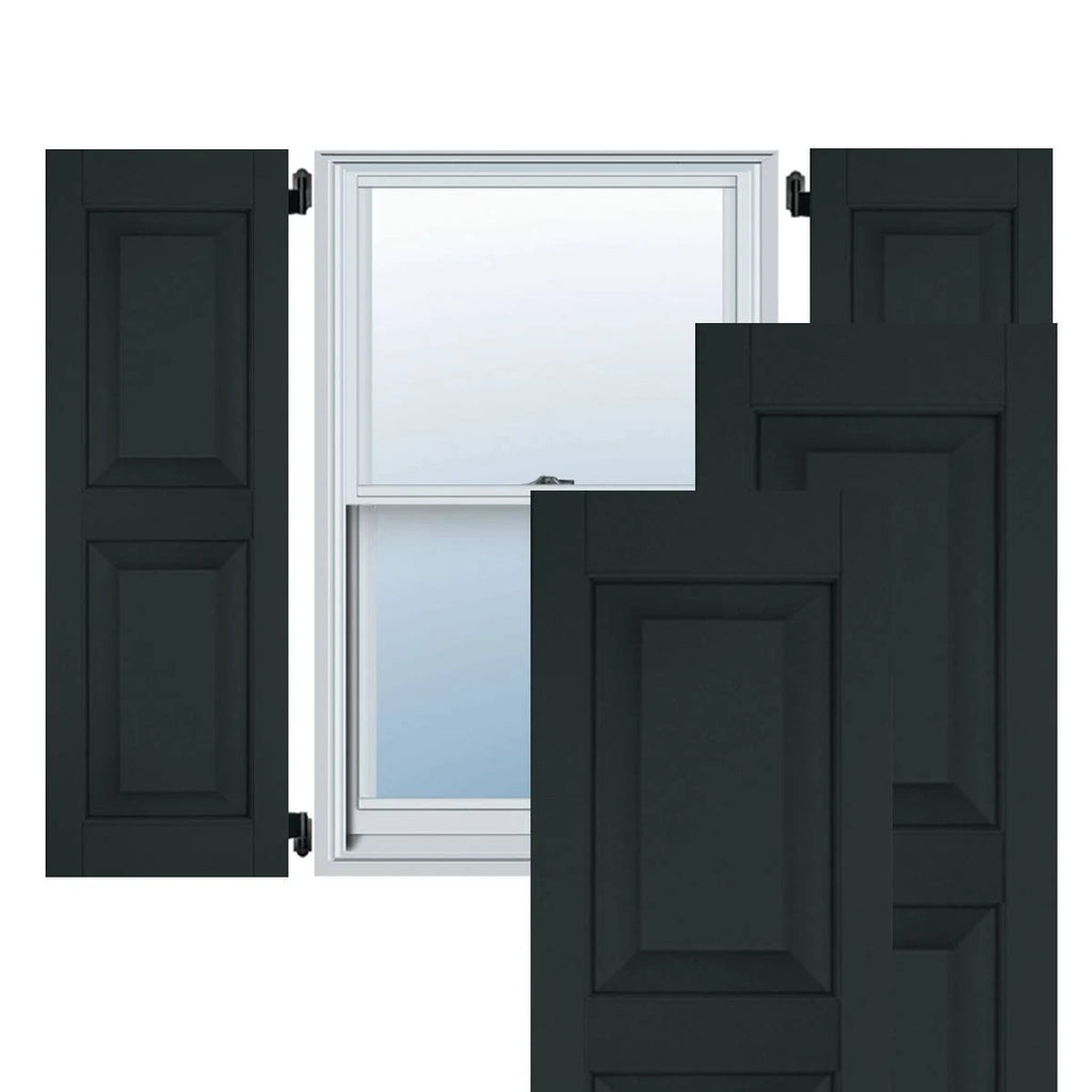 Dark Green Real Wood Pine Raised Panel Shutters Pair I730049