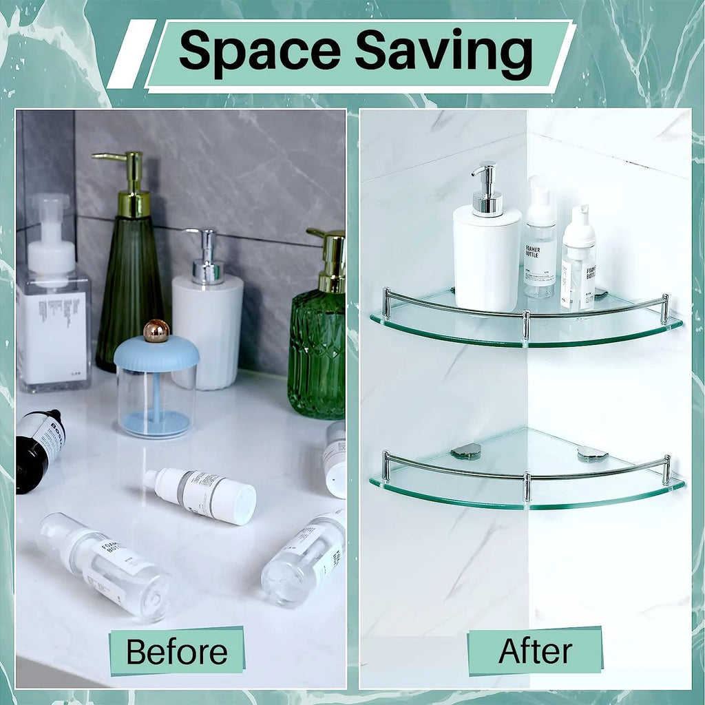 4 Pack Tempered Glass Floating Wall Shelves L9071